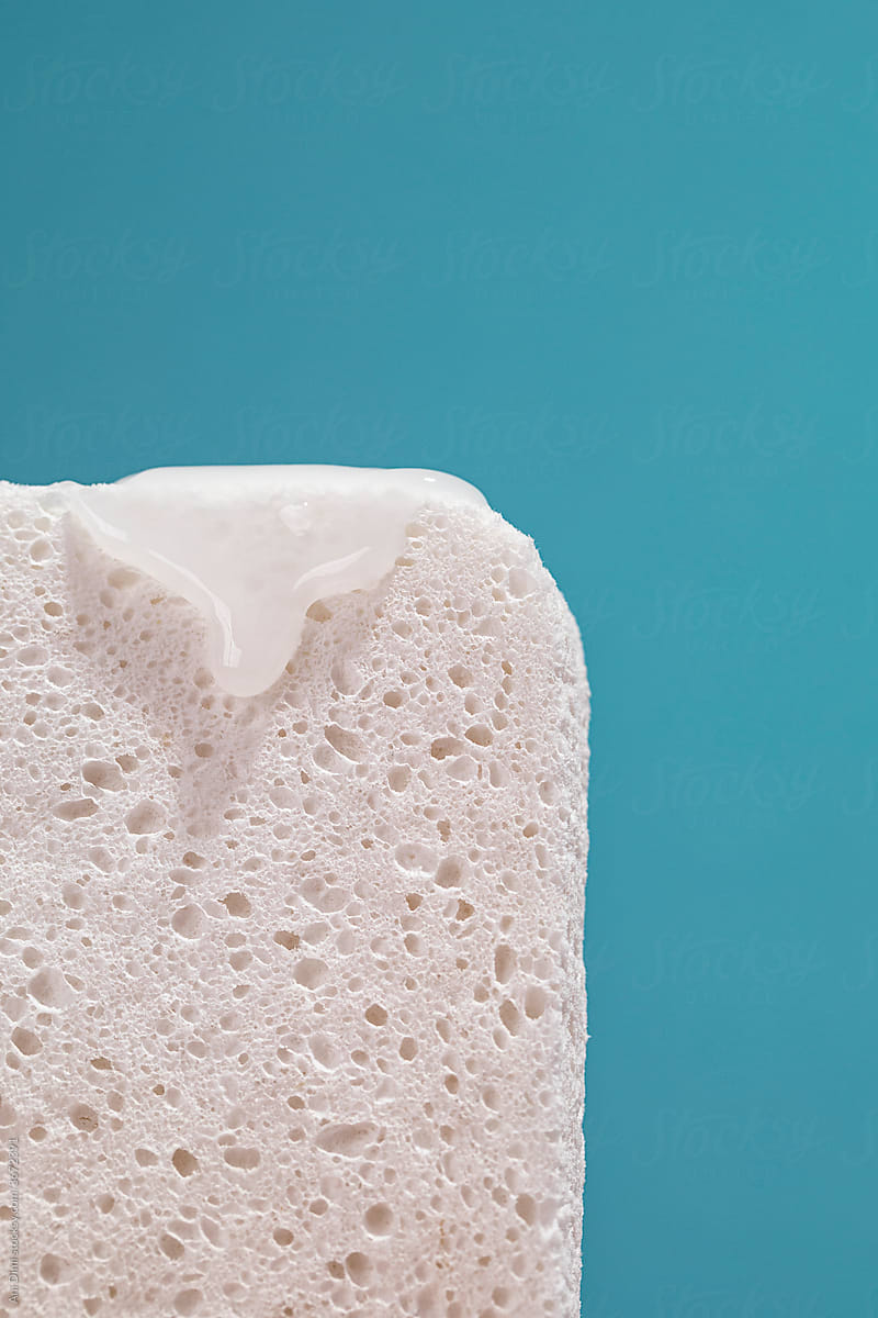 Close Up Of  Sponge with cleanser