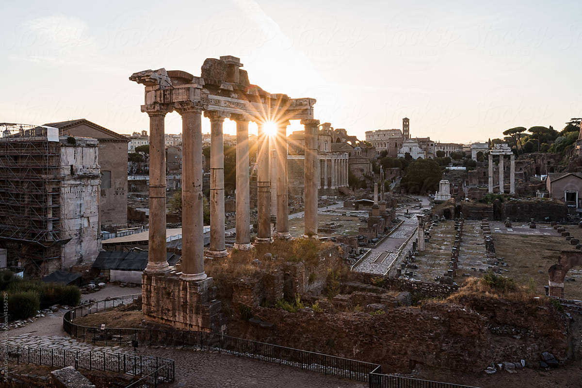 What remains of the Temple of Saturn in Rome