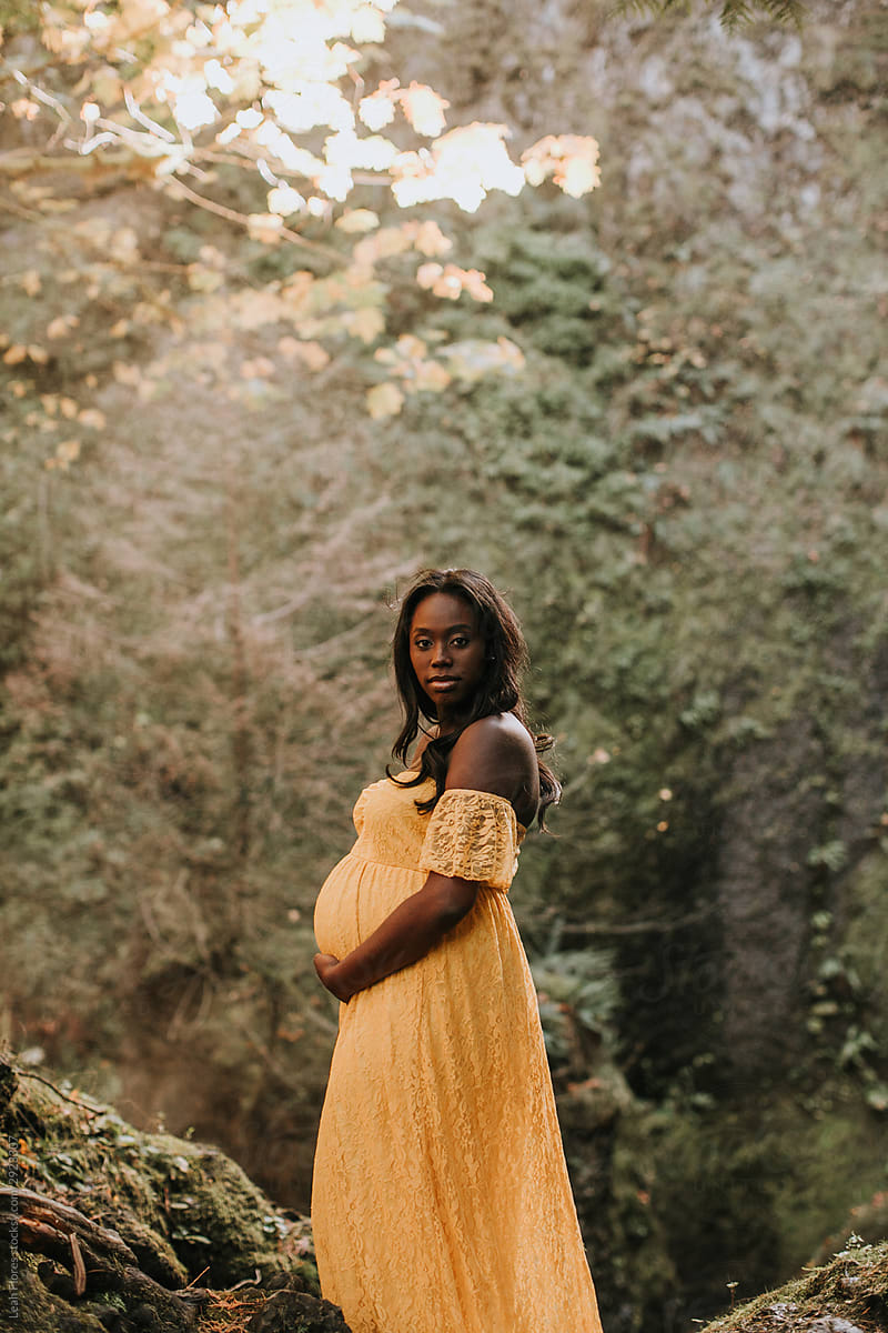 Pregnant Woman Standing In Forest Scene By Stocksy Contributor Leah Flores Stocksy