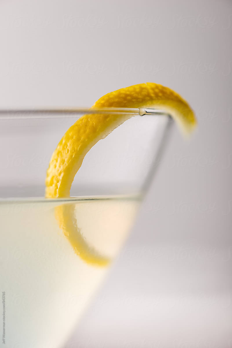 Lemon Cocktail with Twist Closeup