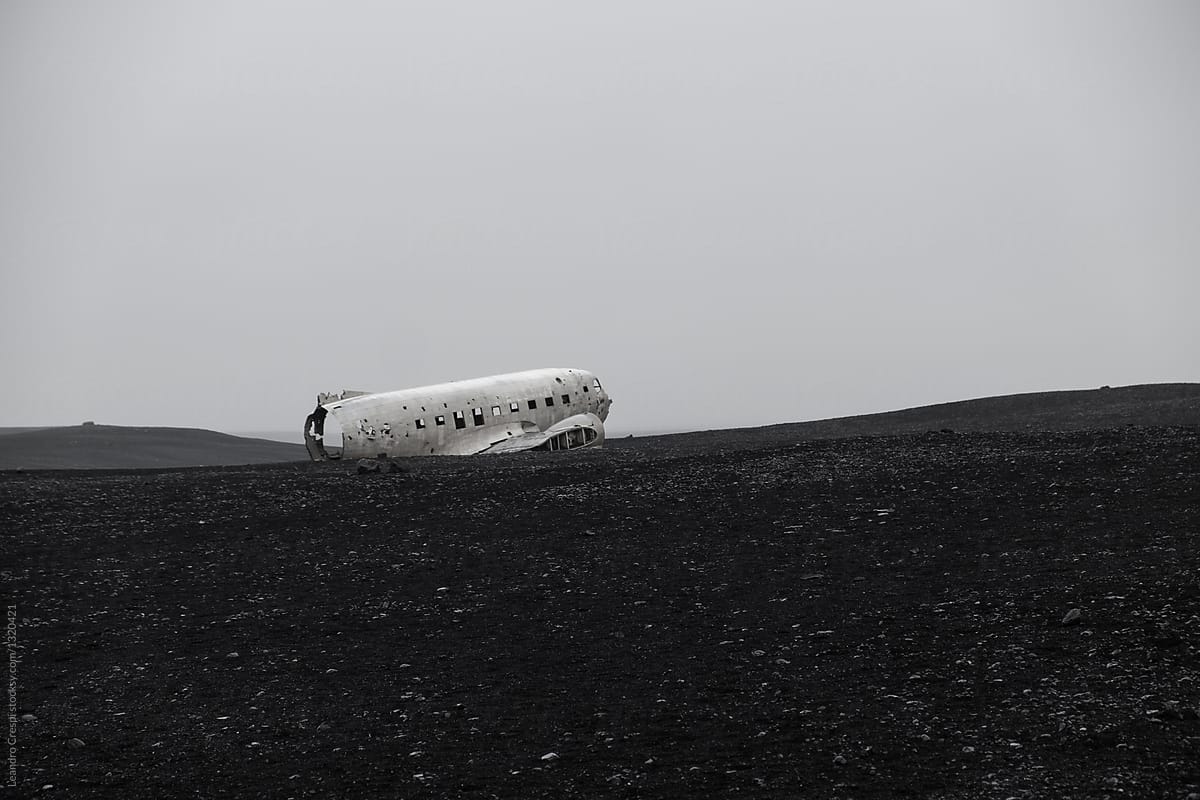 Crashed Navy Douglas Super DC-3 plane in Vik, Iceland