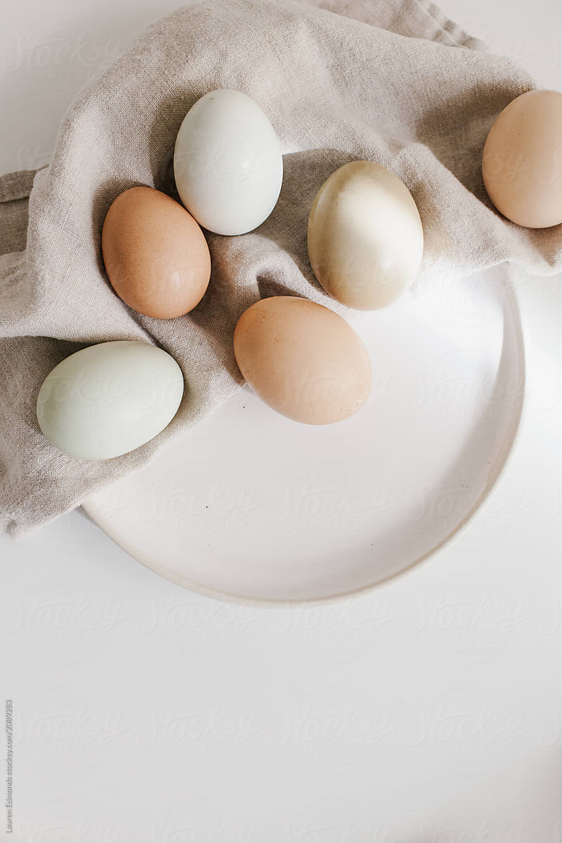 Colorful group of farm eggs