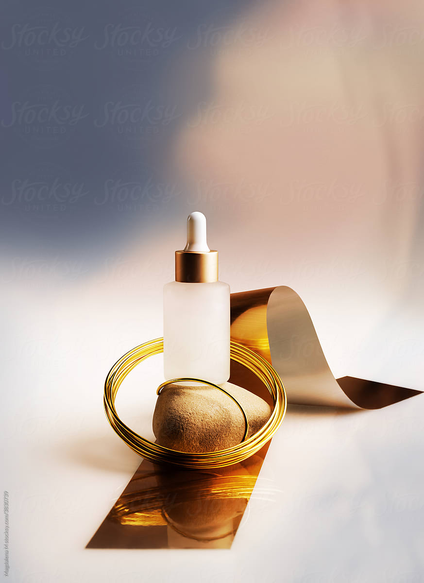 Golden Serum Skin Care Bottle
