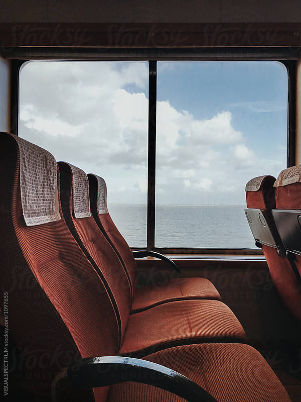 Empty Red Retro Seats on North Sea Ferry