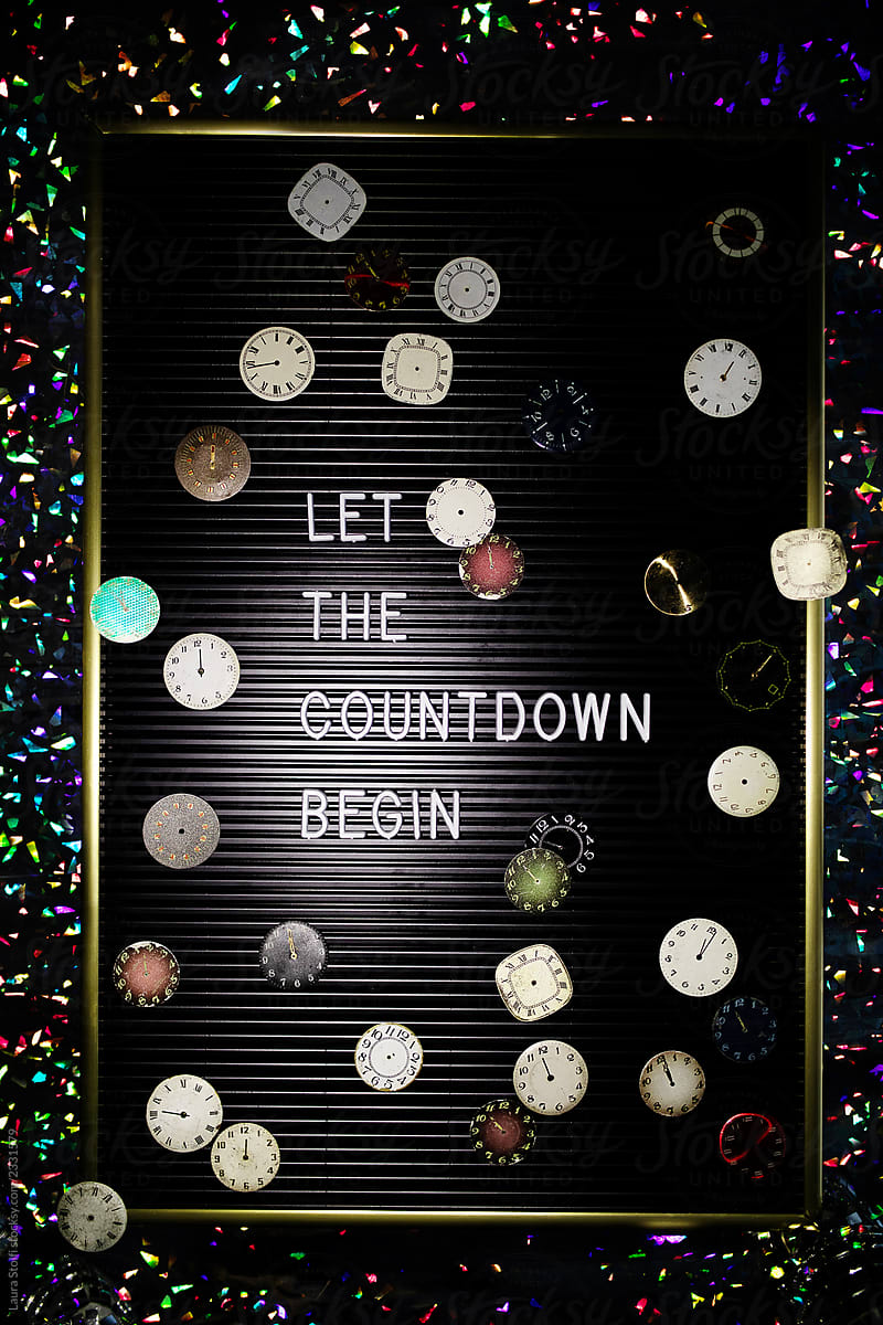 MEssage Let the countdown begin in harsh light with colorful glowing lights in background
