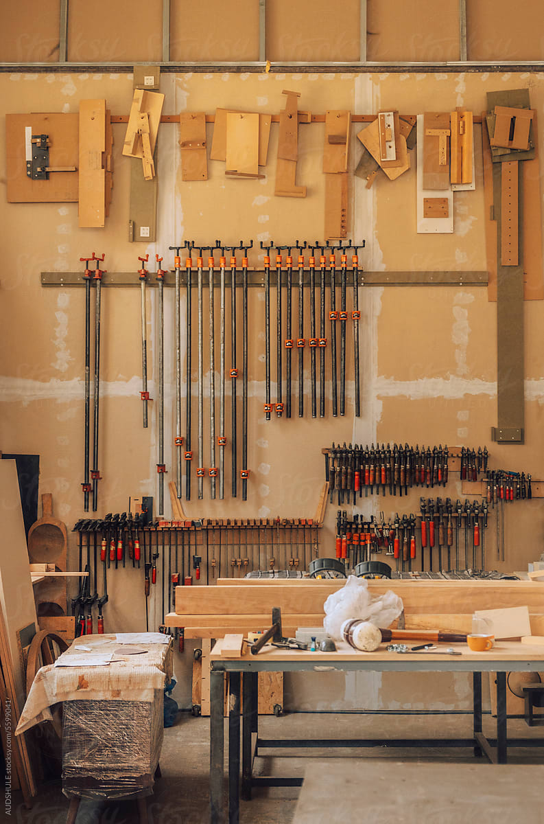 Carpenter workshop with tools