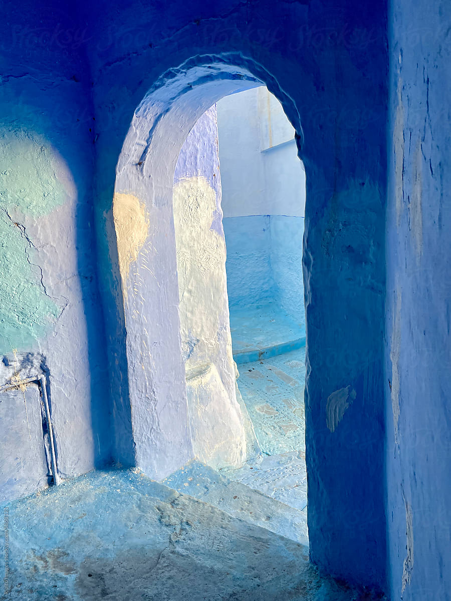 Painted blue archway, Chefchaouen, Morocco