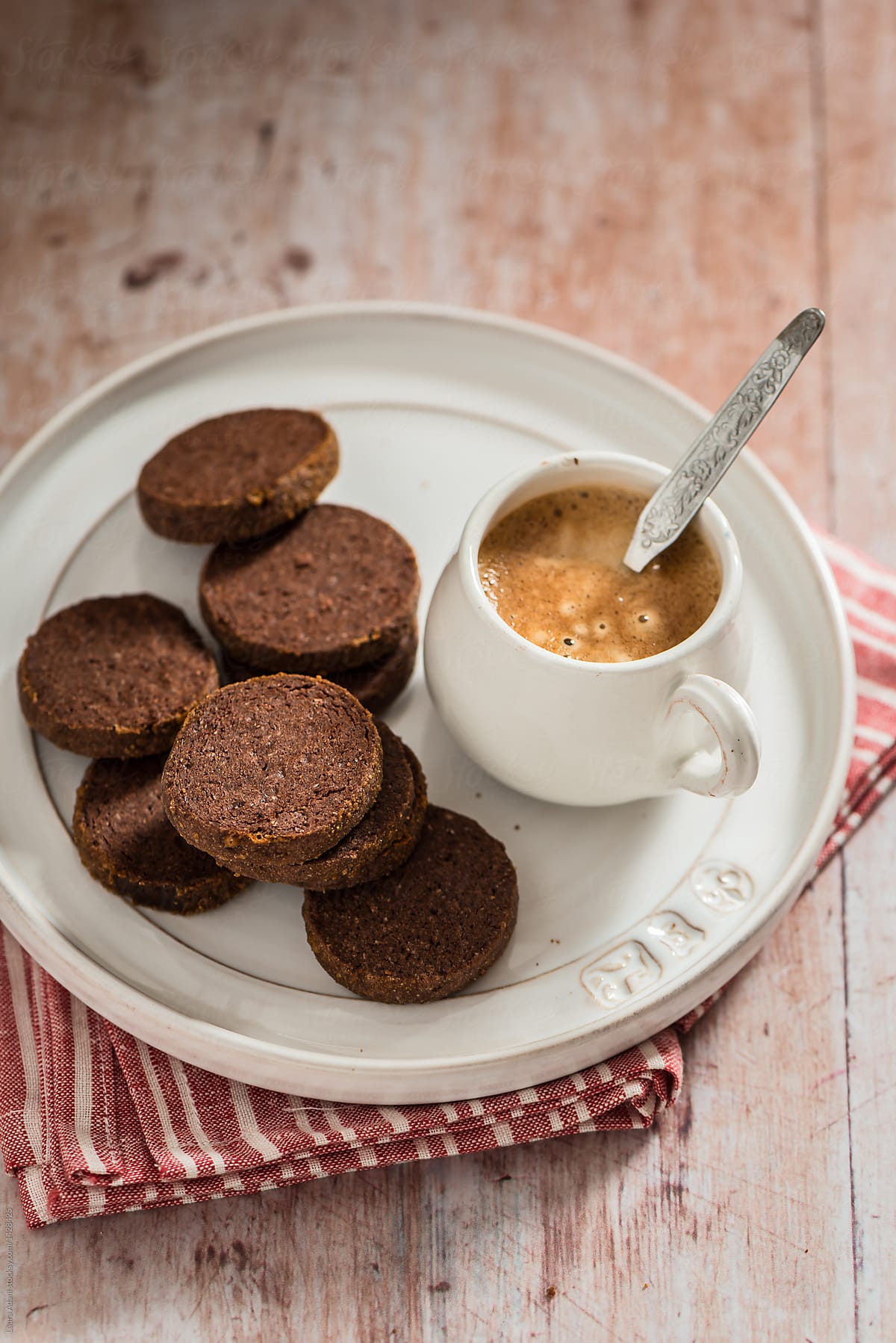 Cocoa biscuits and a cup of coffee