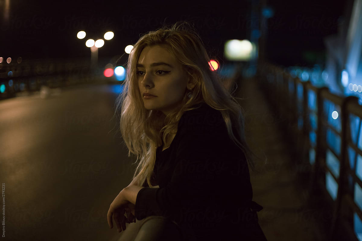 portrait girl at night