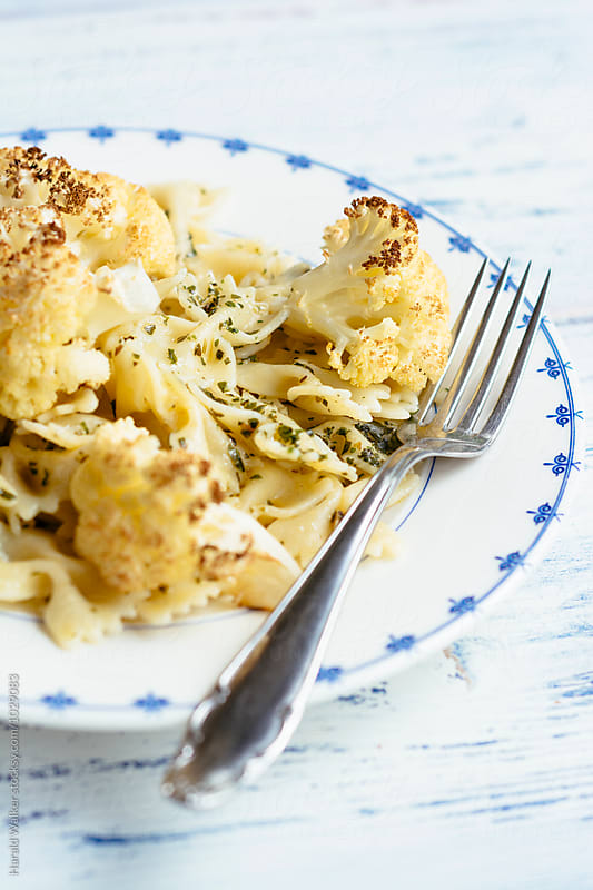 Bow Tie Pasta with Roasted Cauliflower and Herbs