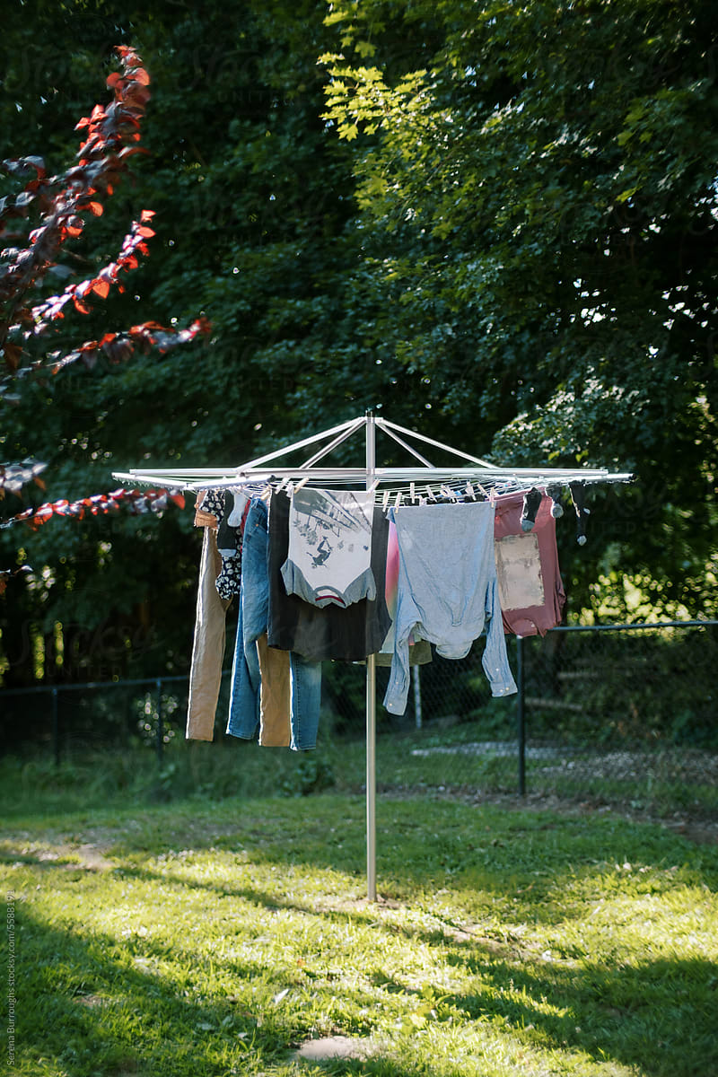 laundry hanging on line outdoors
