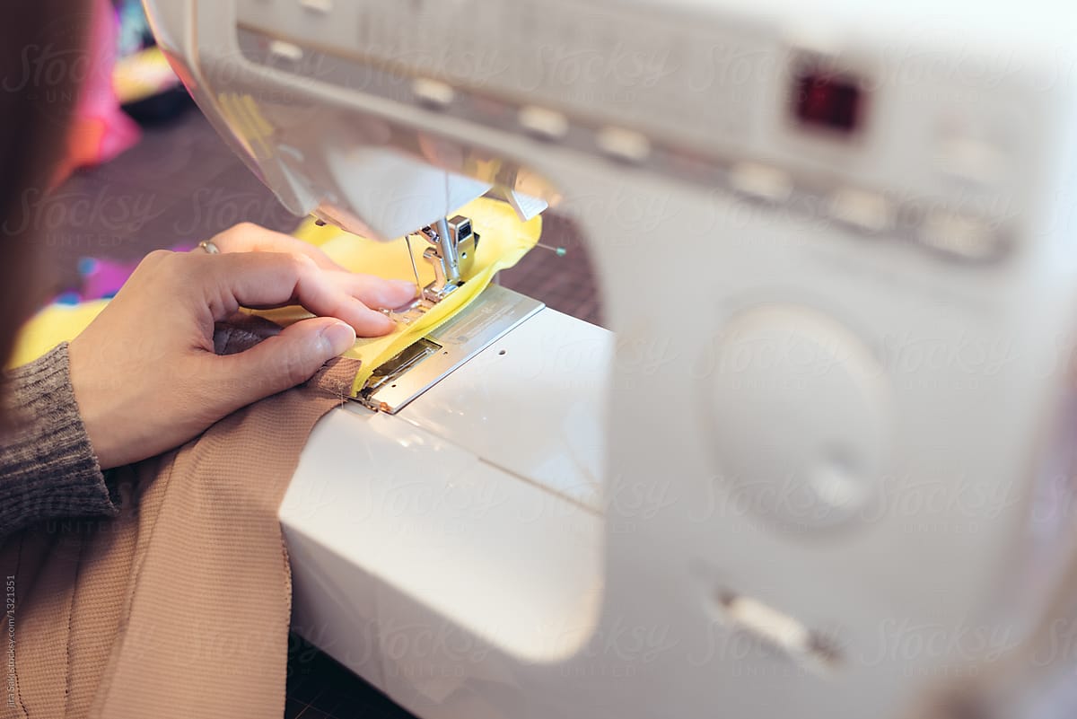 close up on sewing machine
