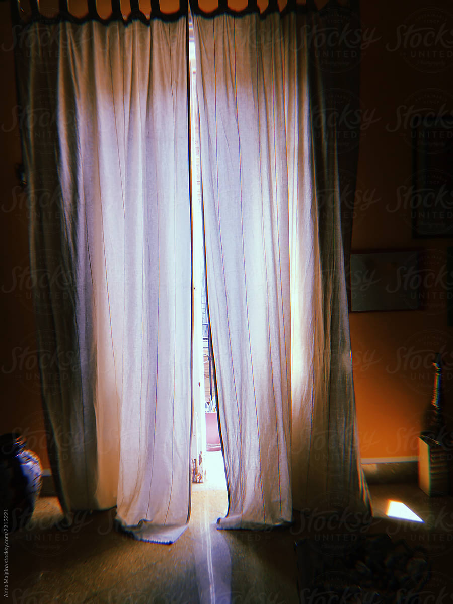 White curtain in an old building