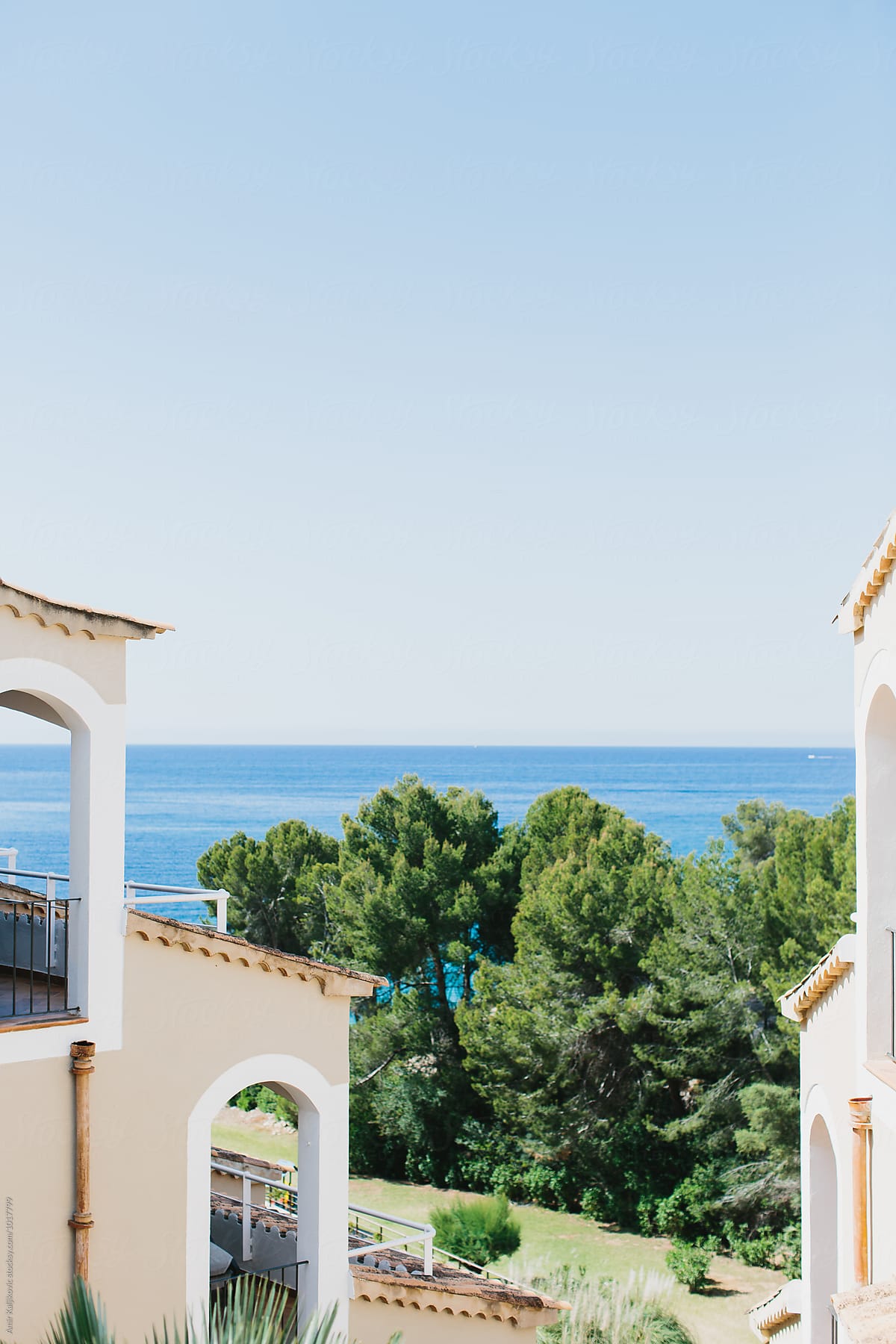 View of ocean from resort in Majorca