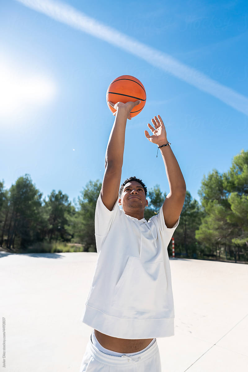 Basketball player in park