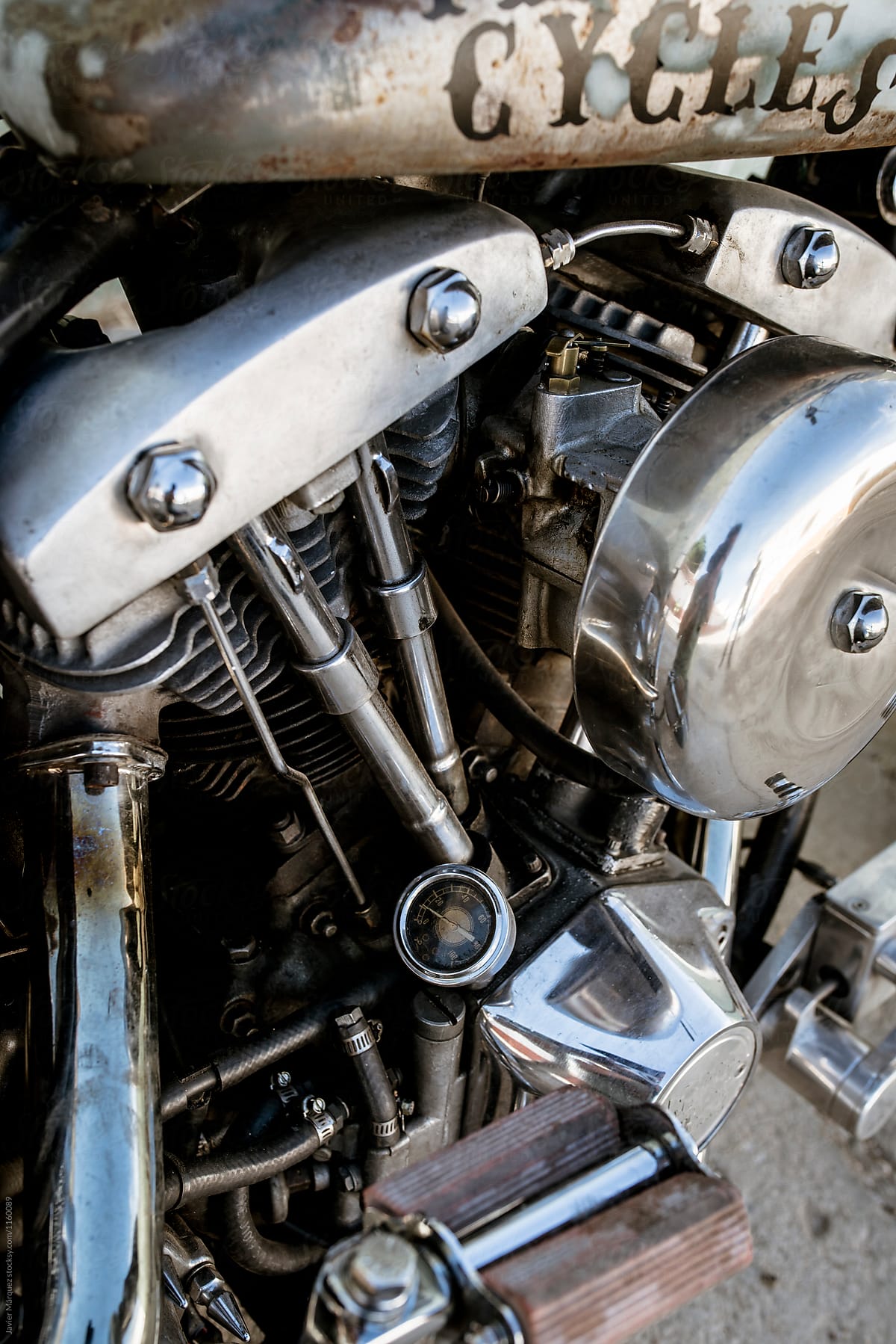 Detail of a vintage motorcycle