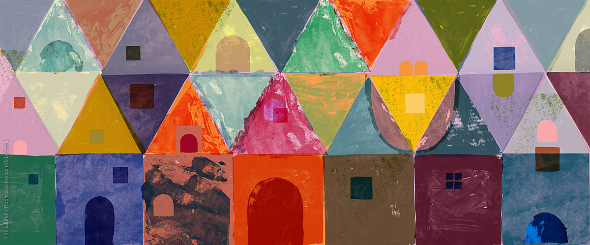 Abstract Fun Properties Illustration. Real estate concept