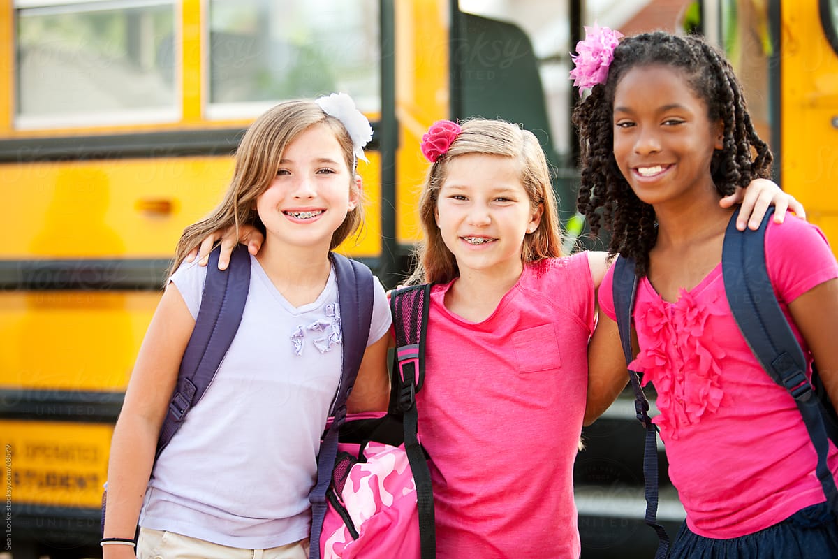 School Bus: Three Girls Hanging Out