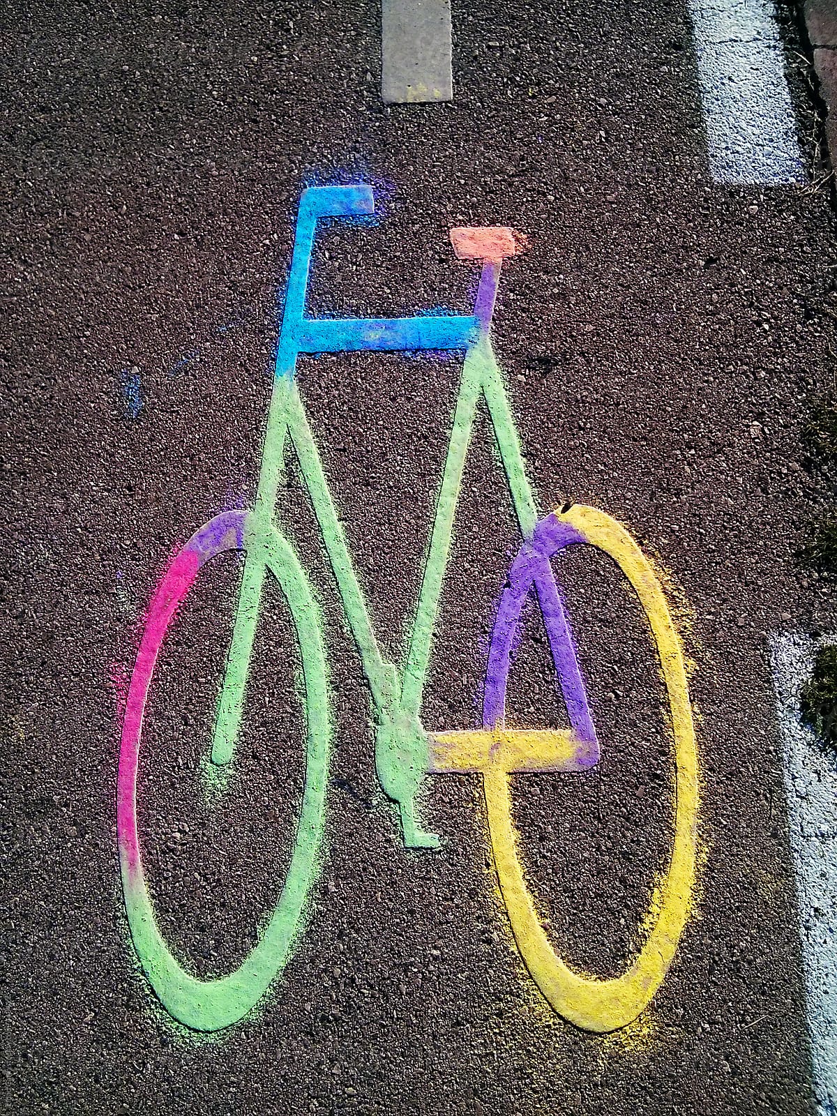 Colorful Bicycle Lane Sign