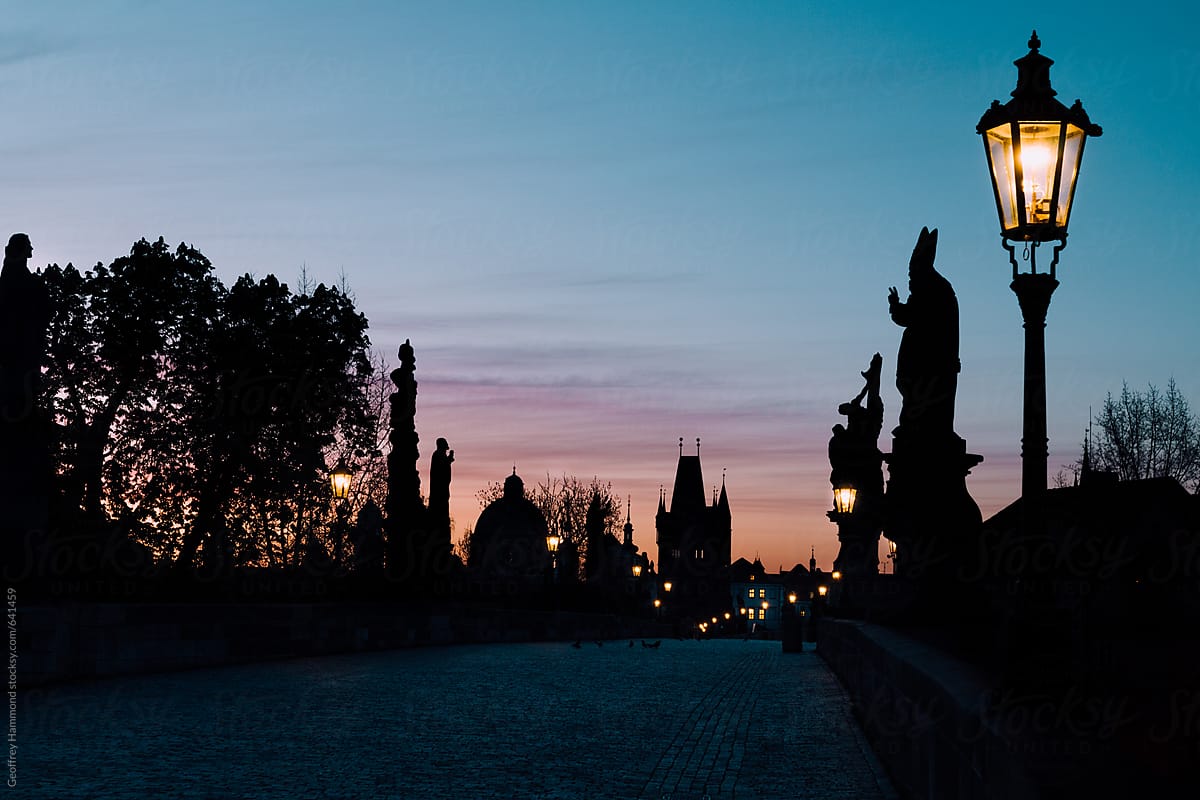 The Charles Bridge at Dawn Silhouetted