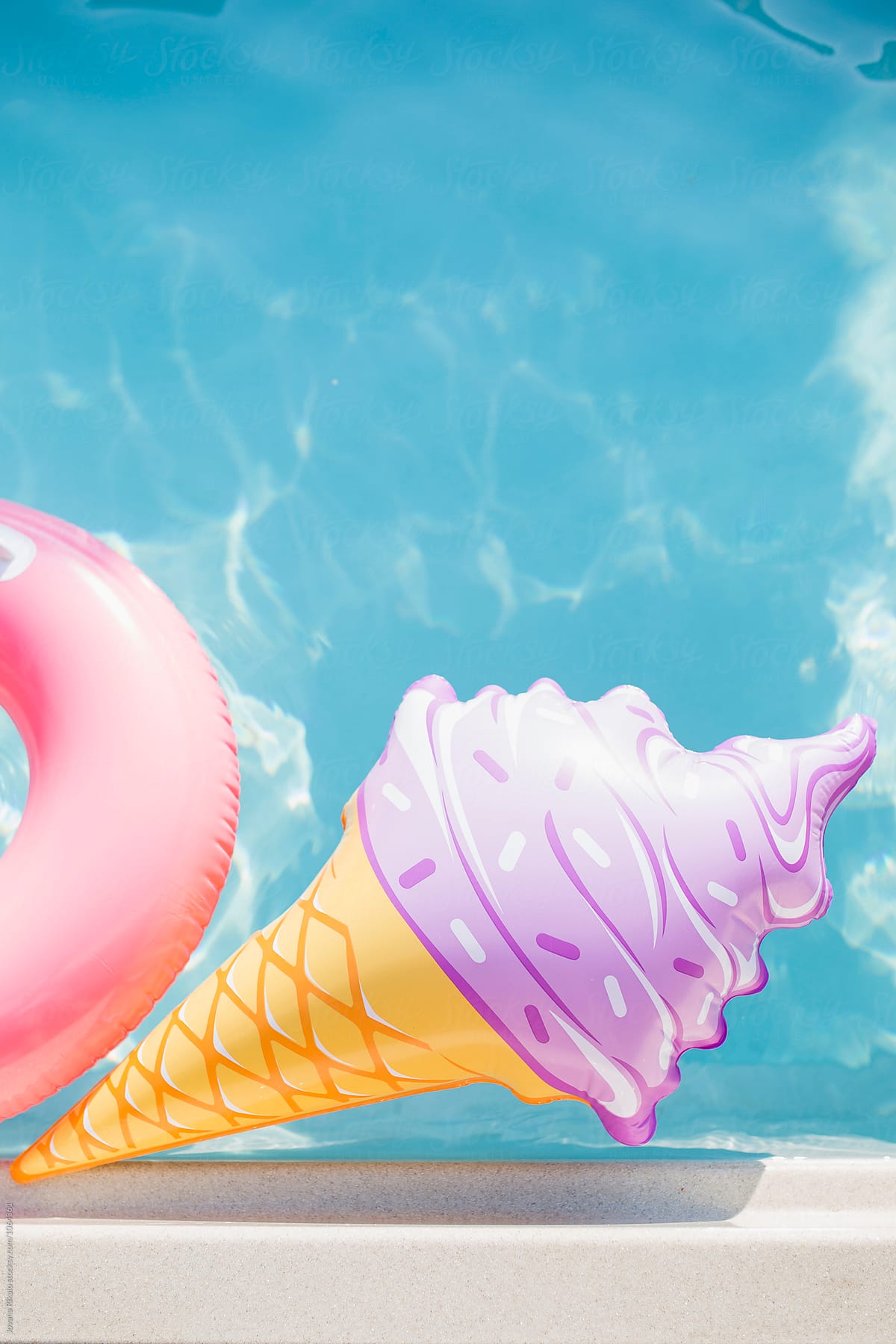 Ice cream float in a pool