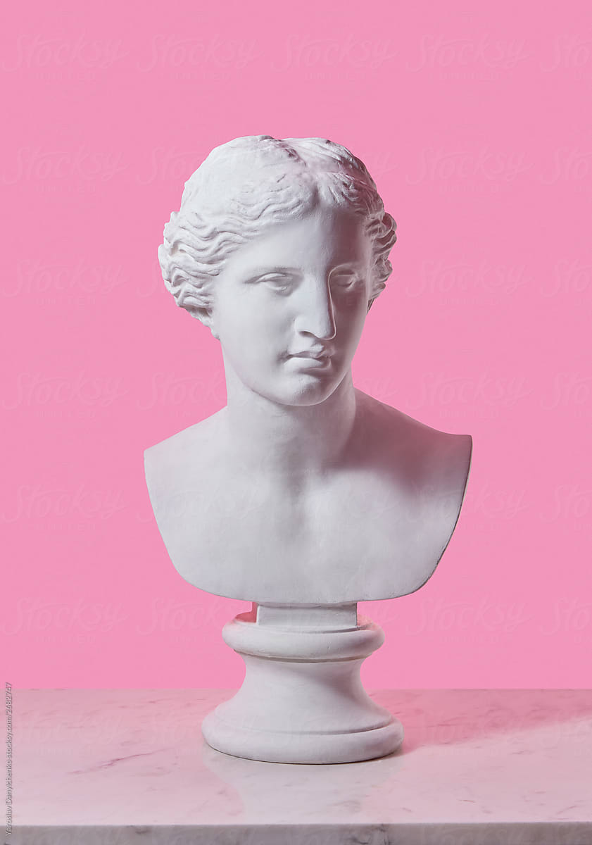 Gypsum statue of Venus head.