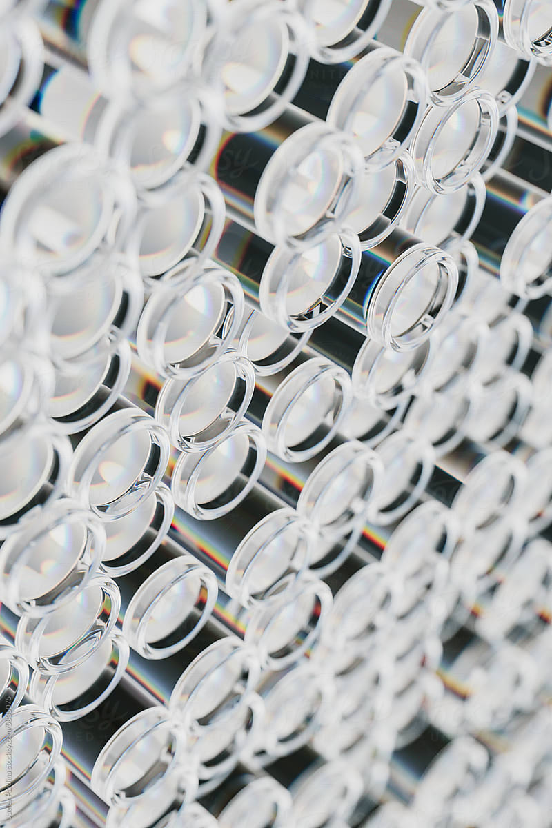 Close-up of Optical fiber cable with glass