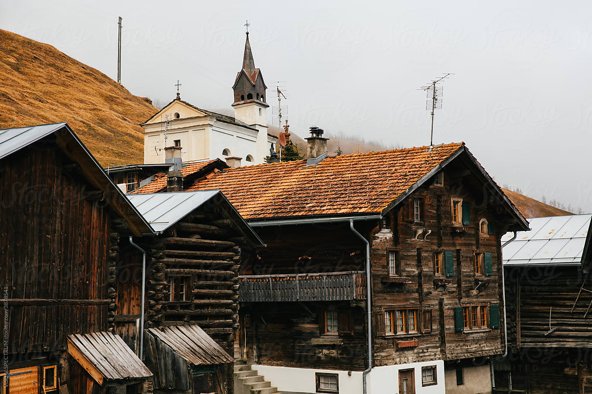 Rustic Architecture in Mountain Village