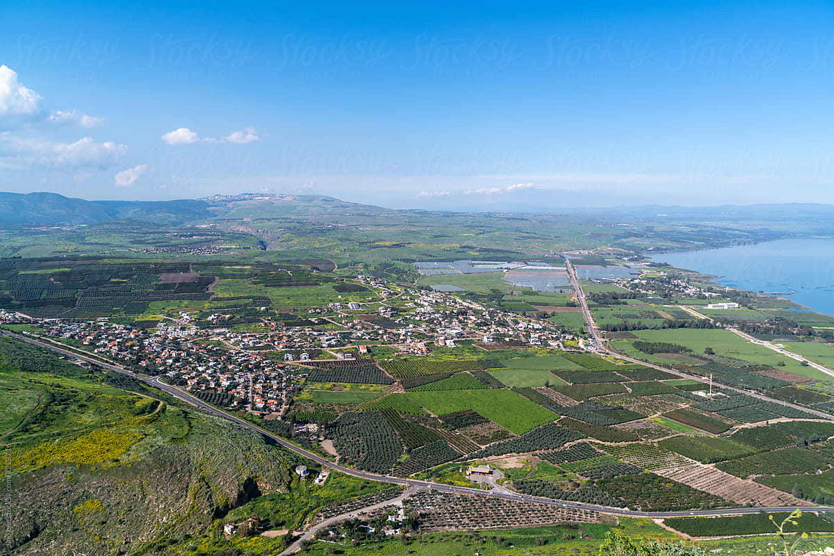 Mount Arbel with view of Sea of Galilee in Israel