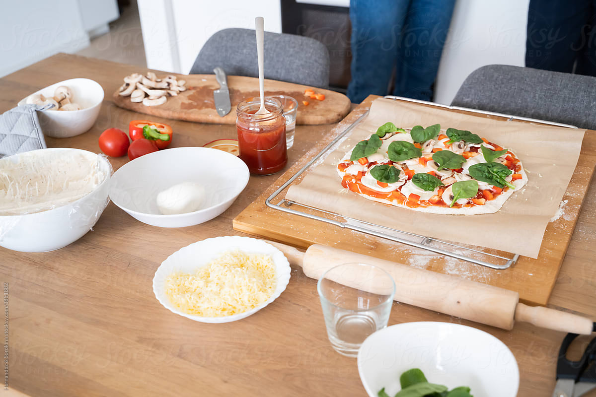 Veggie Pizza In Preparation Process