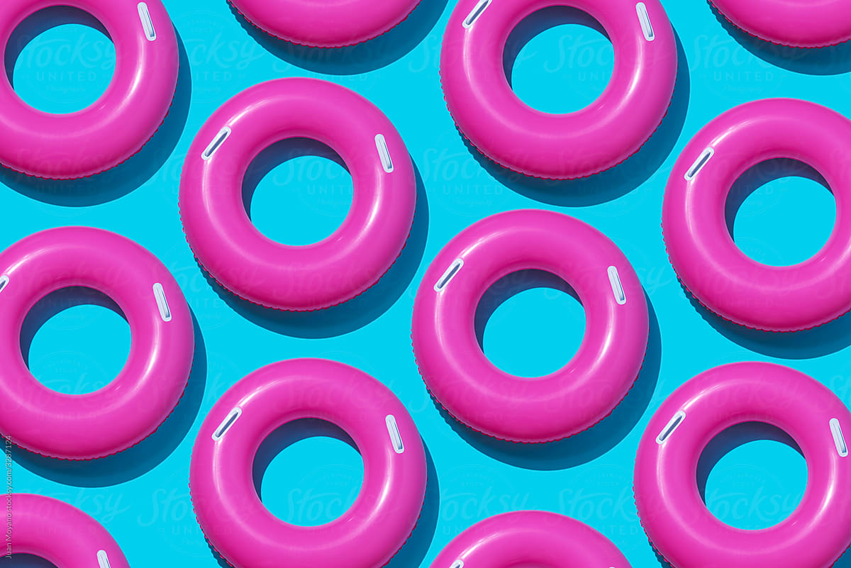 mosaic of pink swim rings
