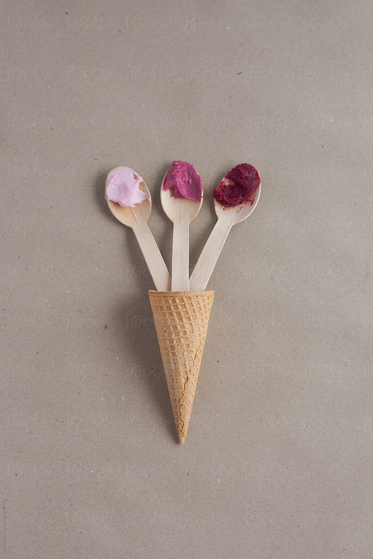 Colorful composition of ice-cream in a ice-cream cornet