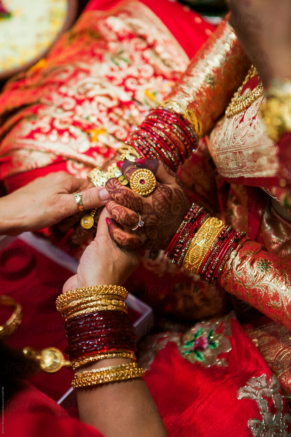 Hands of a bride at a South Asian Hindu Wedding.