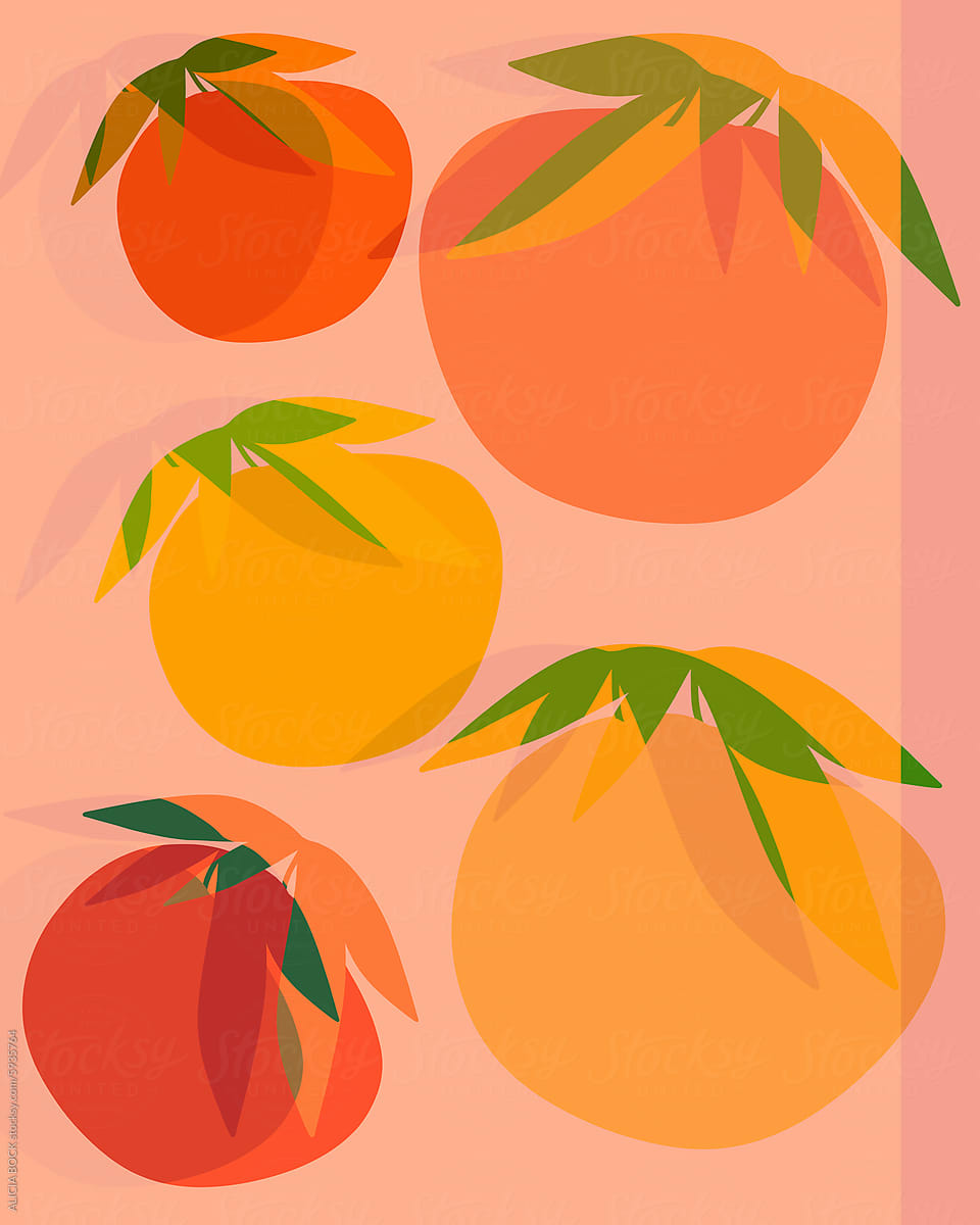 Vibrant Abstract Fruit Illustration On Pink