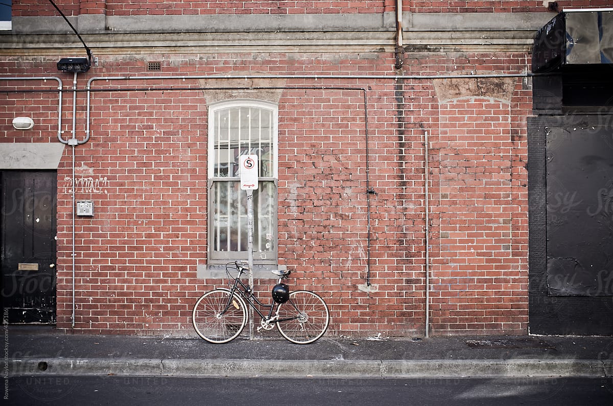Bike parked in city street