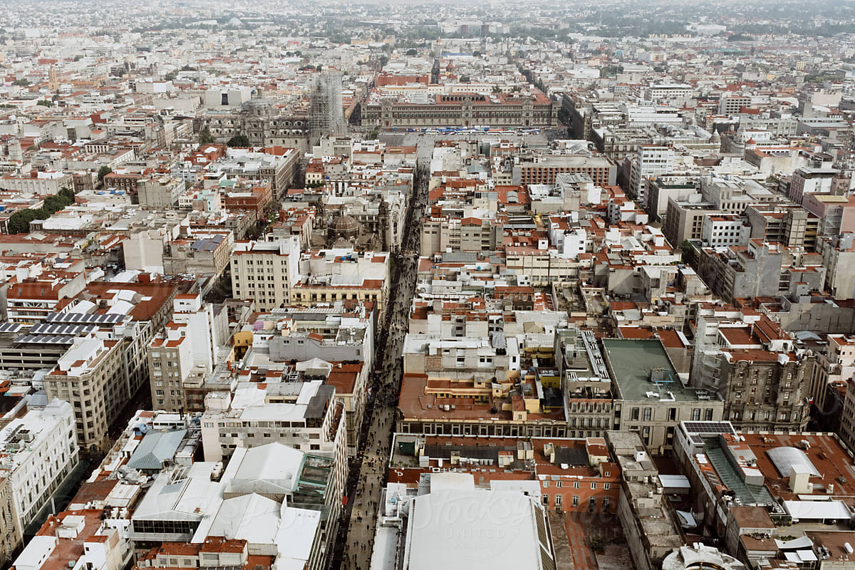 Vibrant capital city: Aerial view of metropolis.