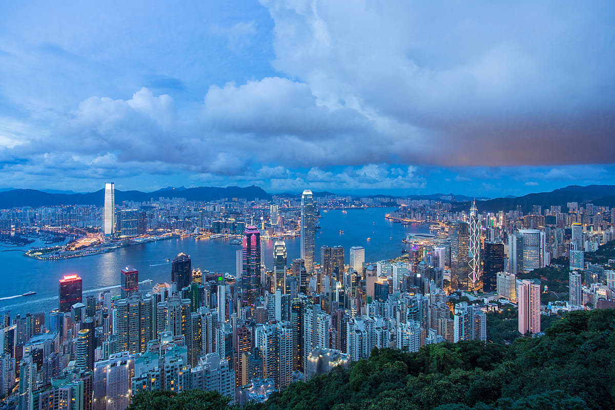 Hong Kong, city skyline at dusk