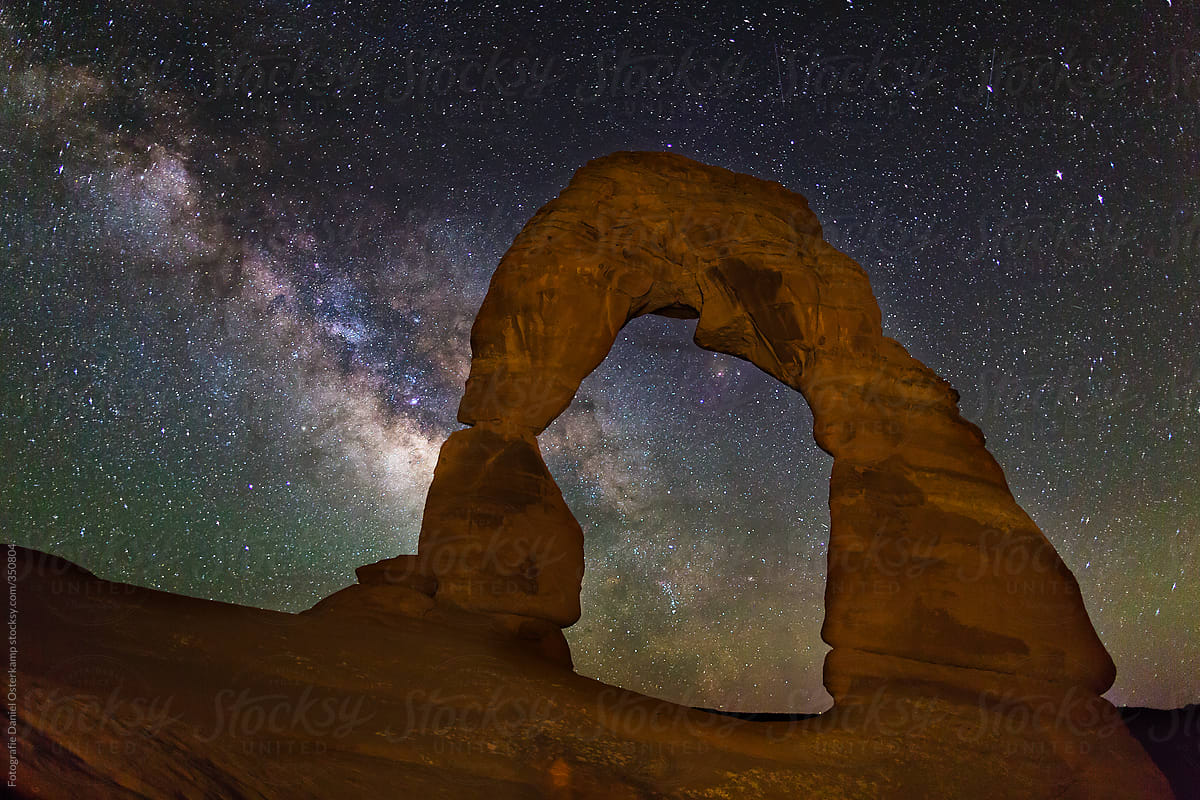 Delicate Arch with Milky Way at Night, Arches National Park