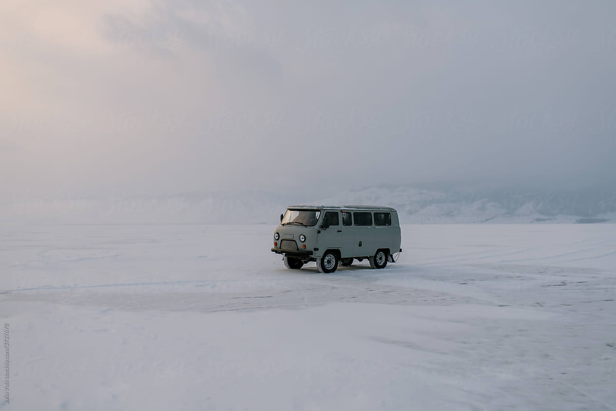 Van On A Frozen Lake