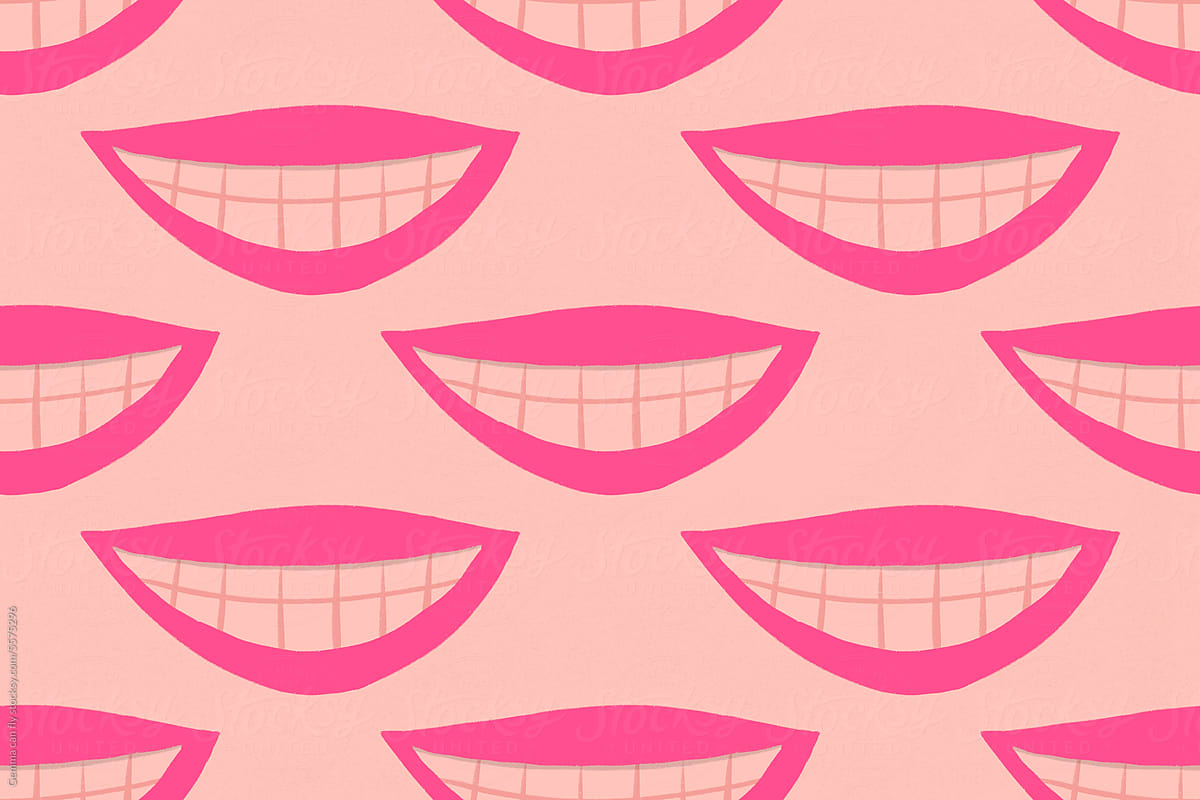 Red lips smile illustration, laughing happiness concept