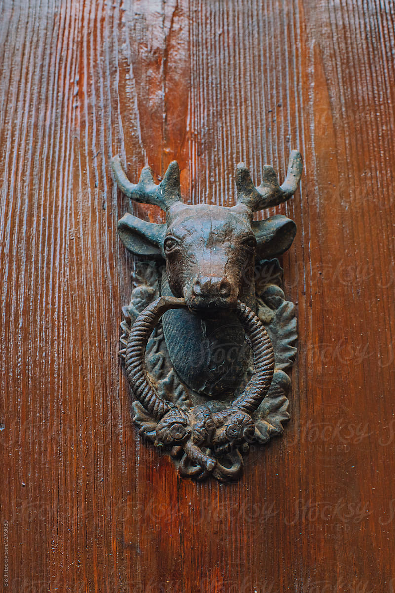 Deer head door knock handle