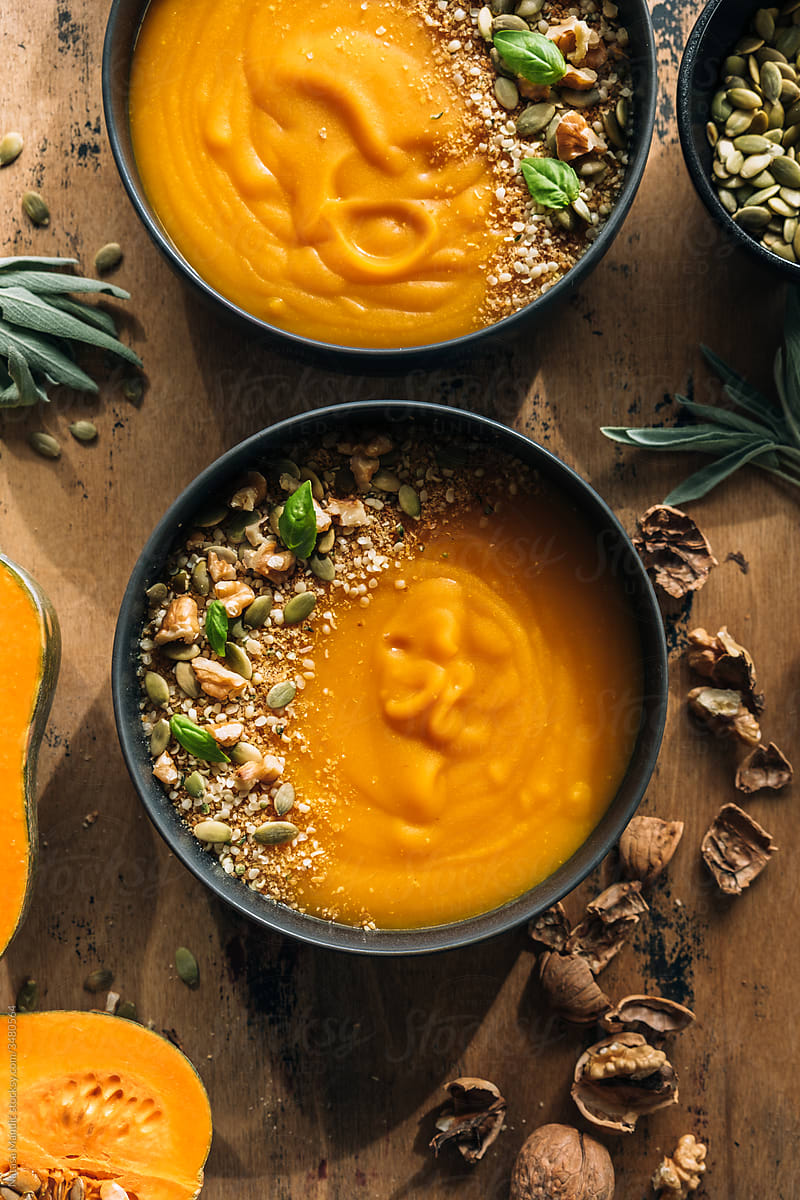 Pumpkin and red lentils creamy soup