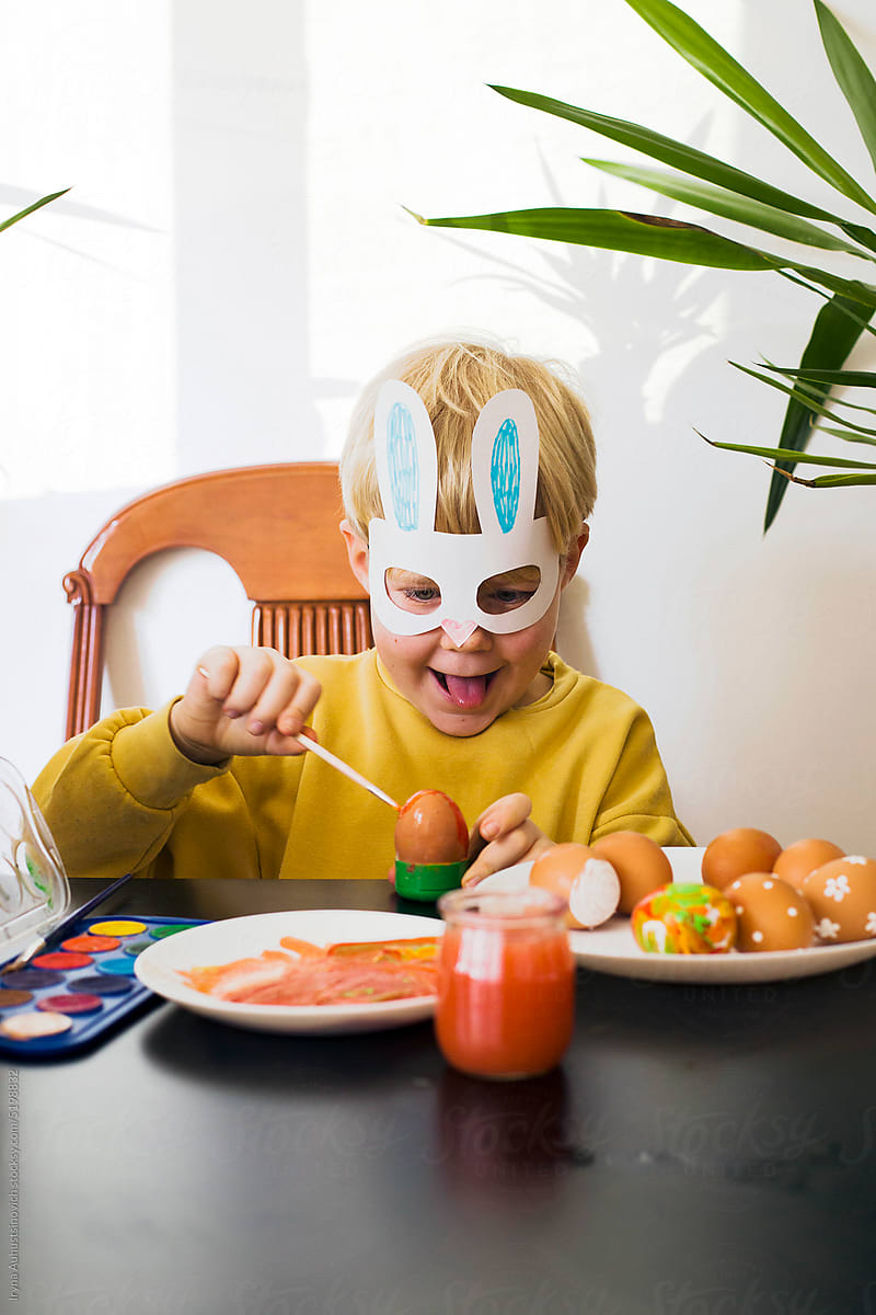 boy painted eggs