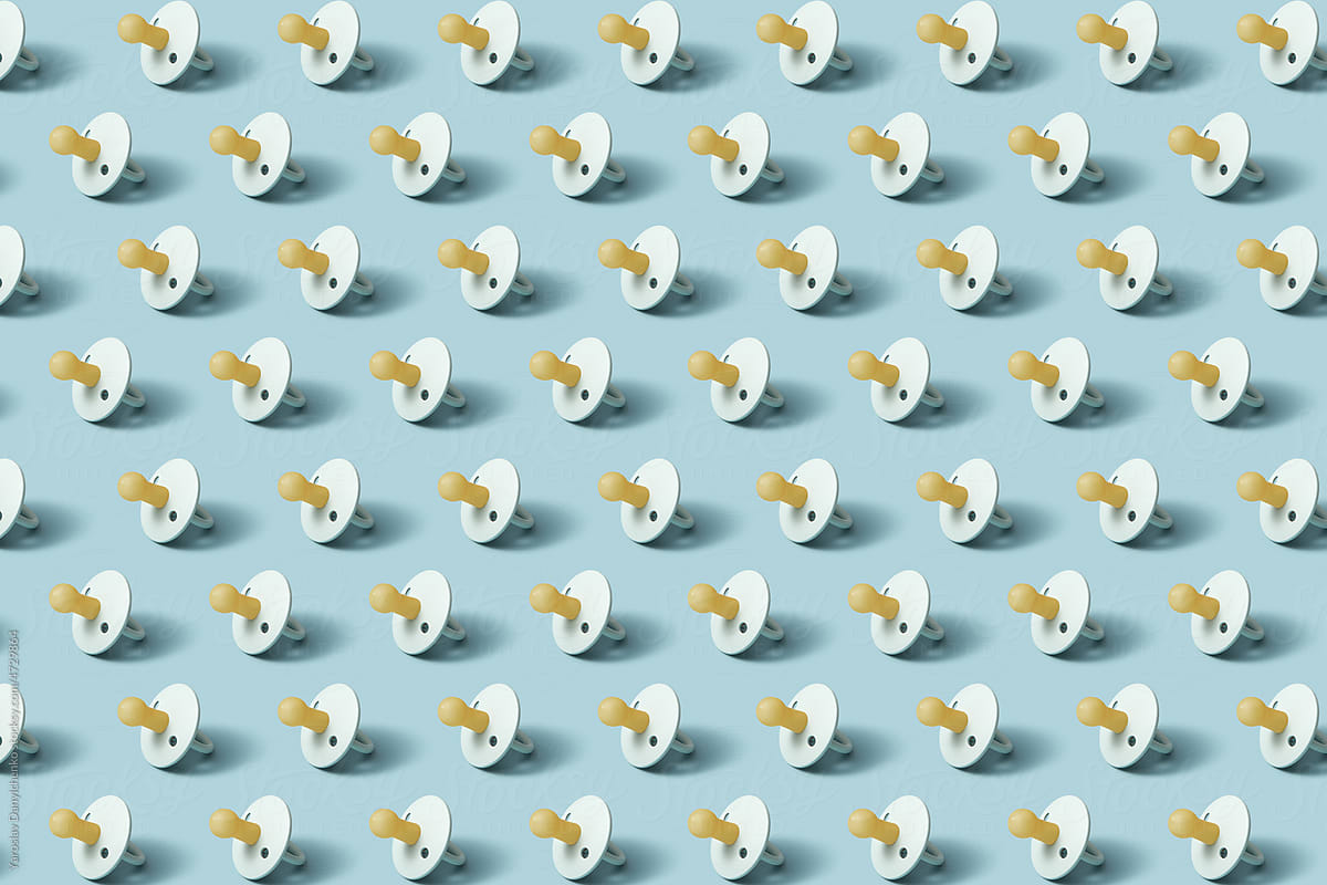 Horizontal wallpaper with repeated baby soothers.