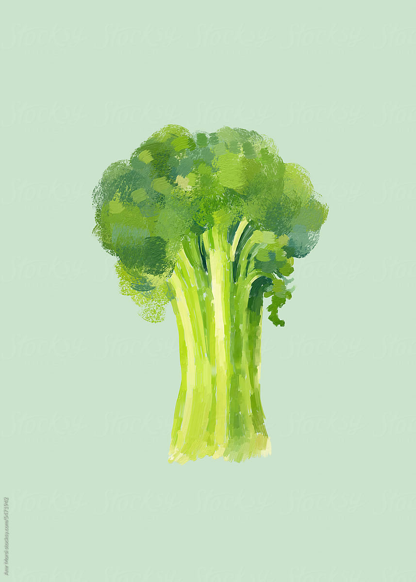 the illustration captures the essence of a healthy, green broccoli