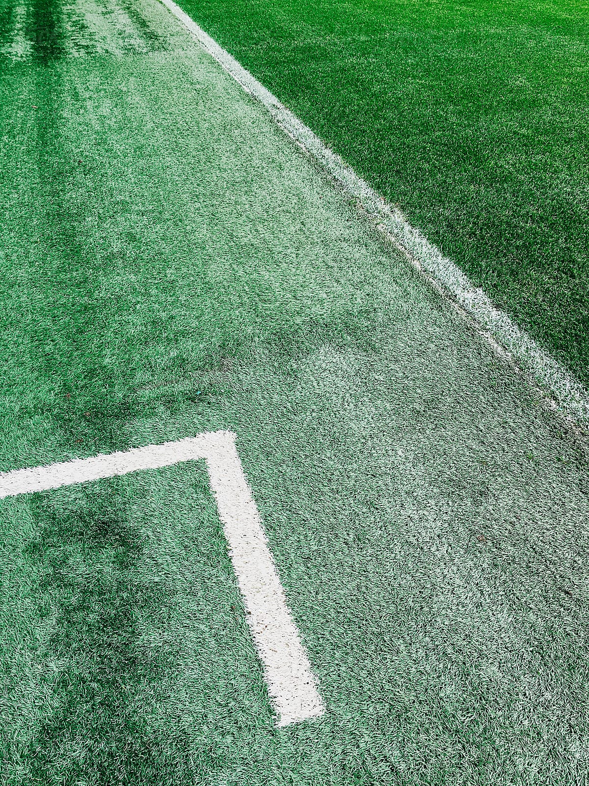 White Line on Green Grassy Soccer Field