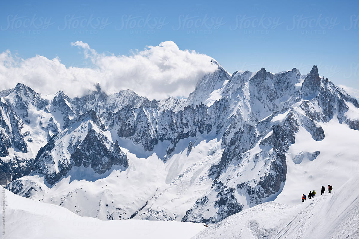 Mountaineers Descending From Aiguille Du Midi Chamonix France By Liam Grant Stocksy United
