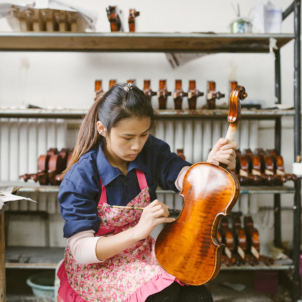 Violin maker at work