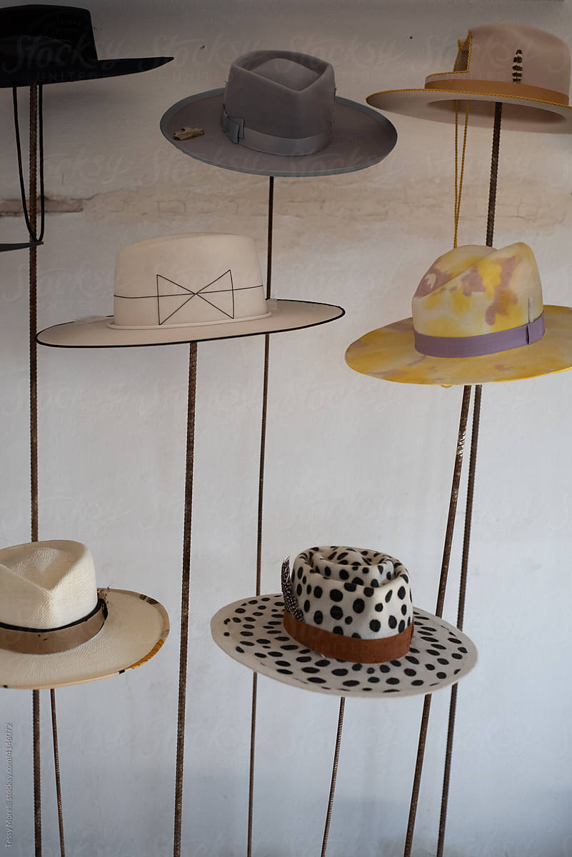 Hats in progress in the atelier