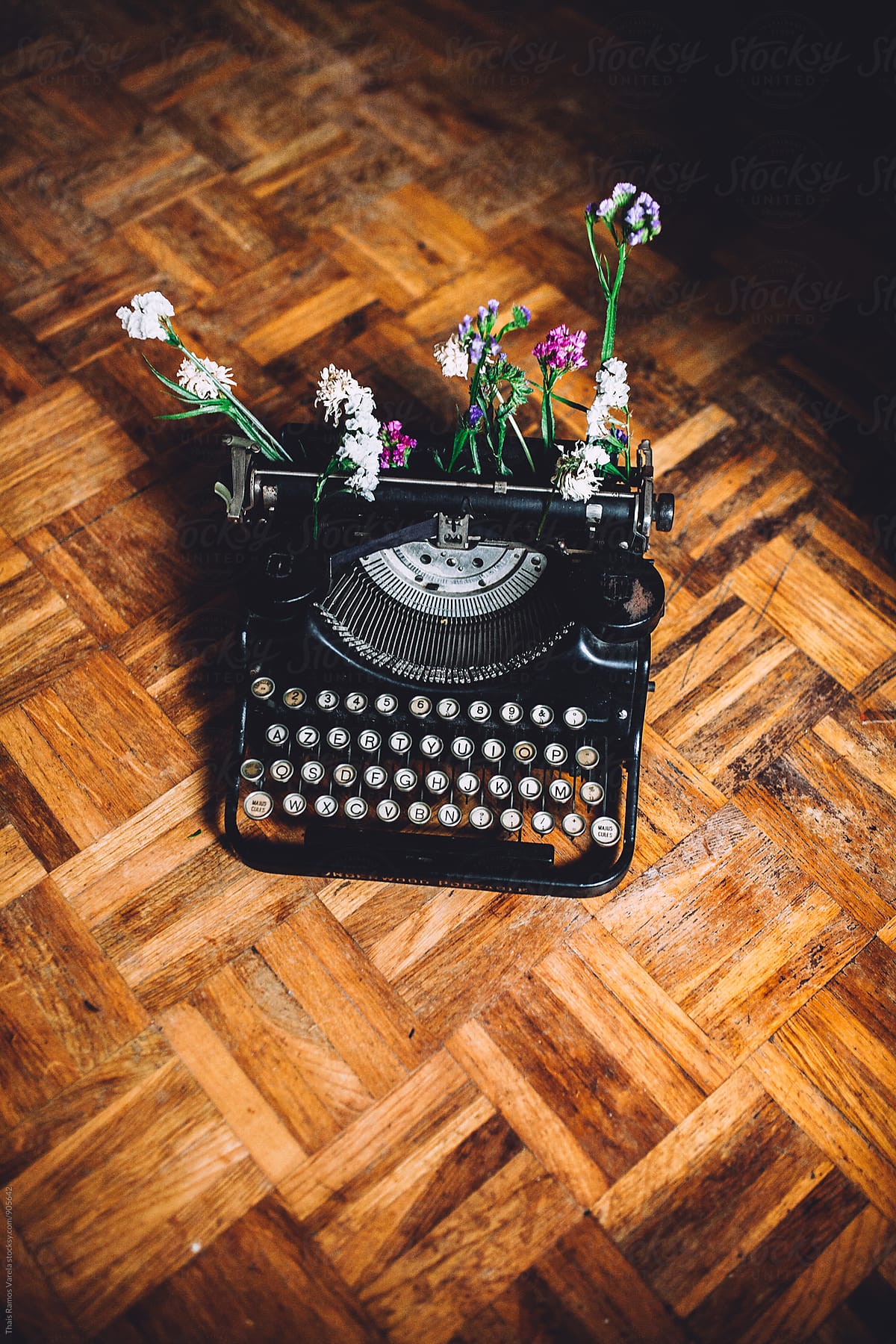 Typewriter with flowers